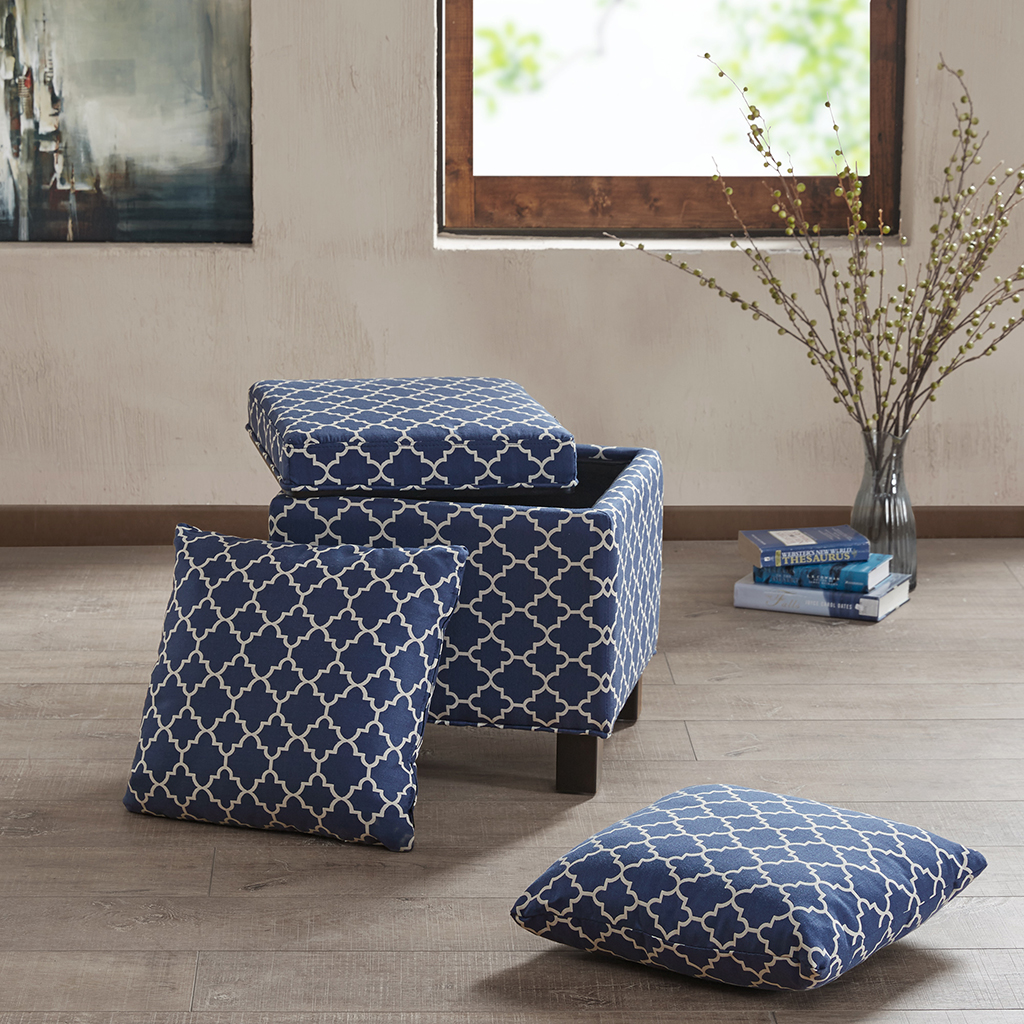 Madison Park - Shelley Square Storage Ottoman with Pillows - Navy - See below
Madison Park - Shelley Square Storage Ottoman with Pillows - Navy - See below