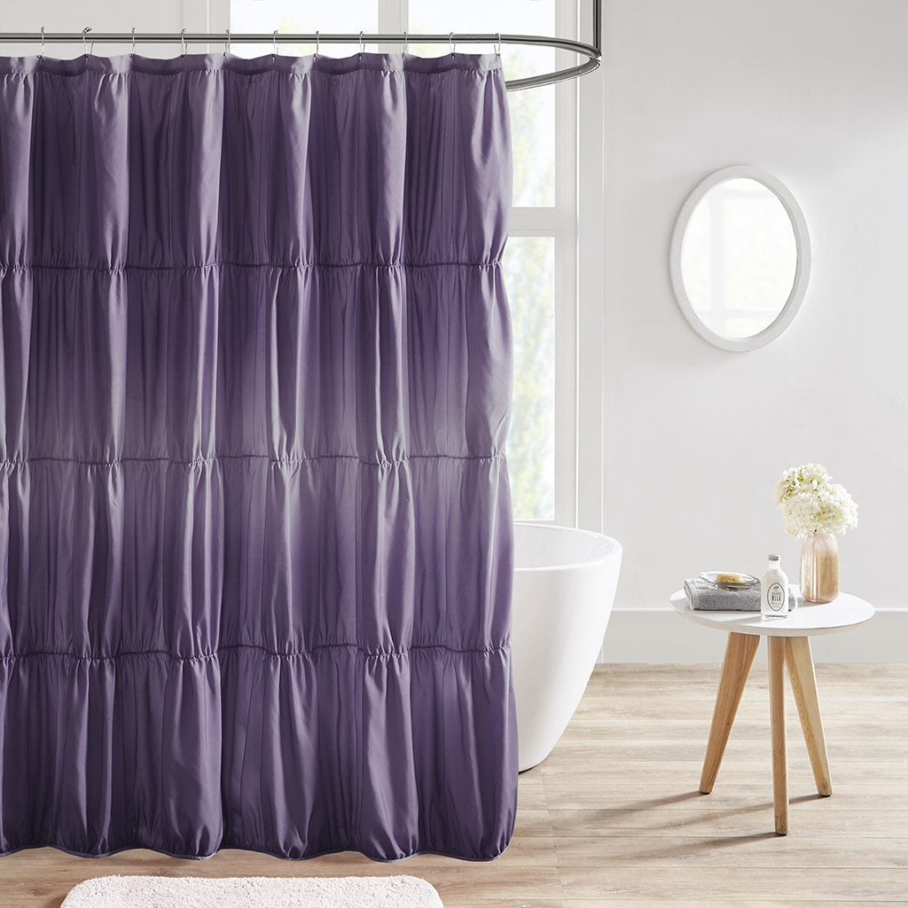 Intelligent Design - Ellen Ruched Ombre Printed Shower Curtain - Purple - 72x72
Intelligent Design - Ellen Ruched Ombre Printed Shower Curtain - Purple - 72x72