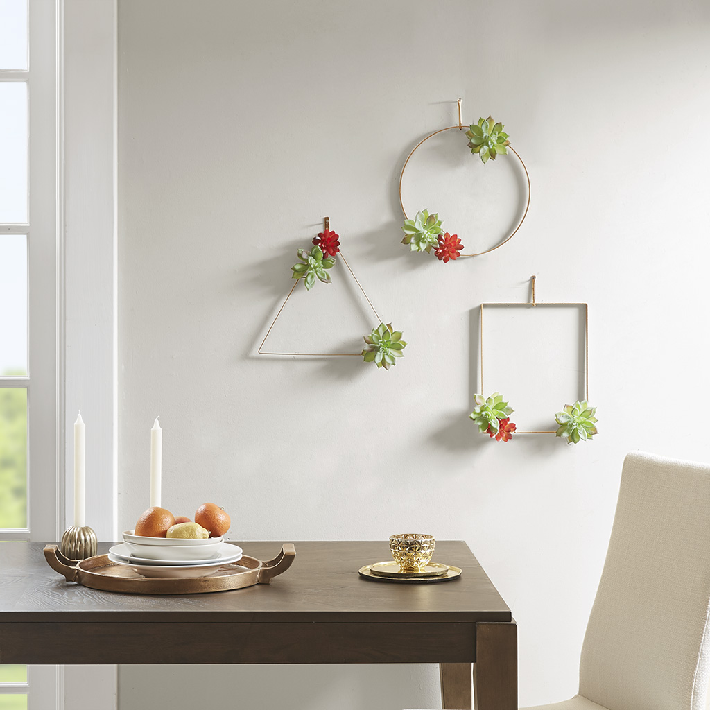 Madison Park - Succulent Trio Man-made on Metal Hangers - Set of 3 - Gold/Linen - See below
Madison Park - Succulent Trio Man-made on Metal Hangers - Set of 3 - Gold/Linen - See below