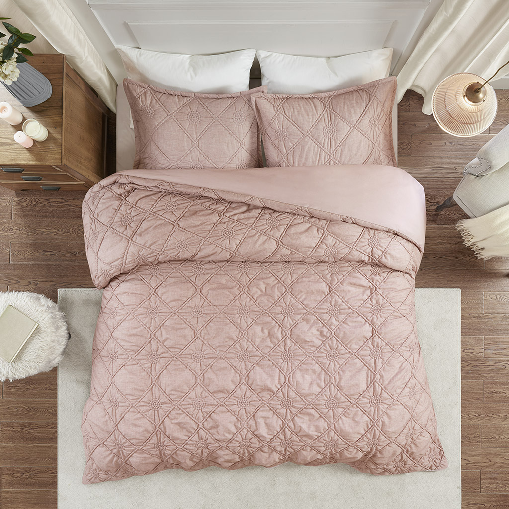 Madison Park - Theresa 3 Piece Ruched Rosette 2-in-1 Duvet Cover Set - Dusty Rose - King/Cal King
Madison Park - Theresa 3 Piece Ruched Rosette 2-in-1 Duvet Cover Set - Dusty Rose - King/Cal King
