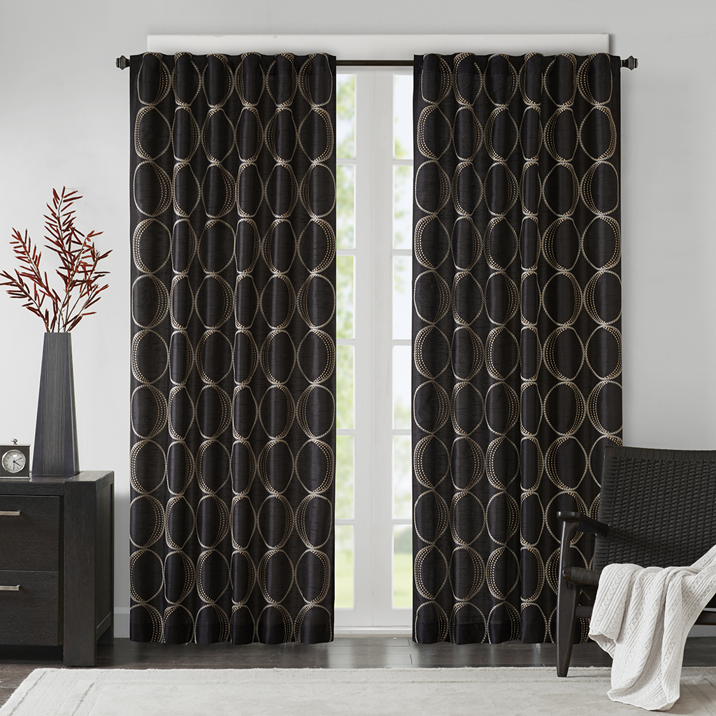 Madison Park - Tamia Embroidered Taffeta Lined Window Panel - Black - 84" Panel
Madison Park - Tamia Embroidered Taffeta Lined Window Panel - Black - 84" Panel