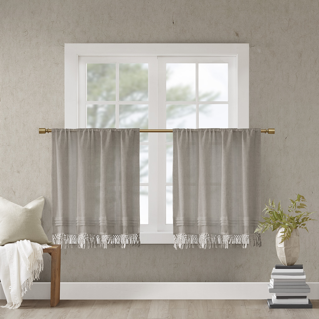 Madison Park - Brynn Faux Linen Rod Pocket Kitchen Tier With Tassel Trim - Taupe - 30x36
Madison Park - Brynn Faux Linen Rod Pocket Kitchen Tier With Tassel Trim - Taupe - 30x36