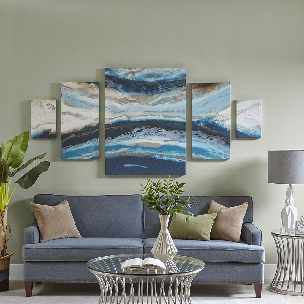 Madison Park - Midnight Tide Blue Gel Coat Canvas (5pcs/set) - Blue - See below
Madison Park - Midnight Tide Blue Gel Coat Canvas (5pcs/set) - Blue - See below