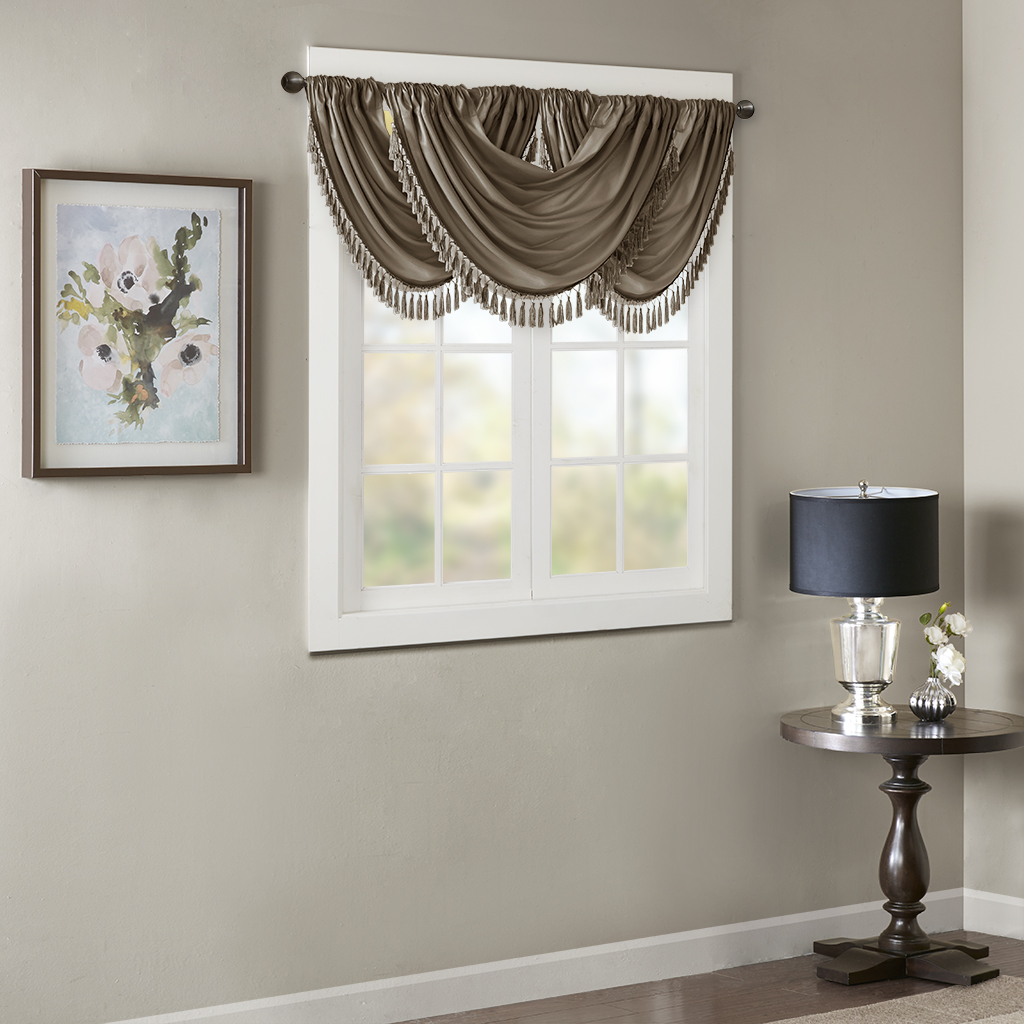 Madison Park - Elena Faux Silk Waterfall Embellished Valance - Bronze - 38x46
Madison Park - Elena Faux Silk Waterfall Embellished Valance - Bronze - 38x46