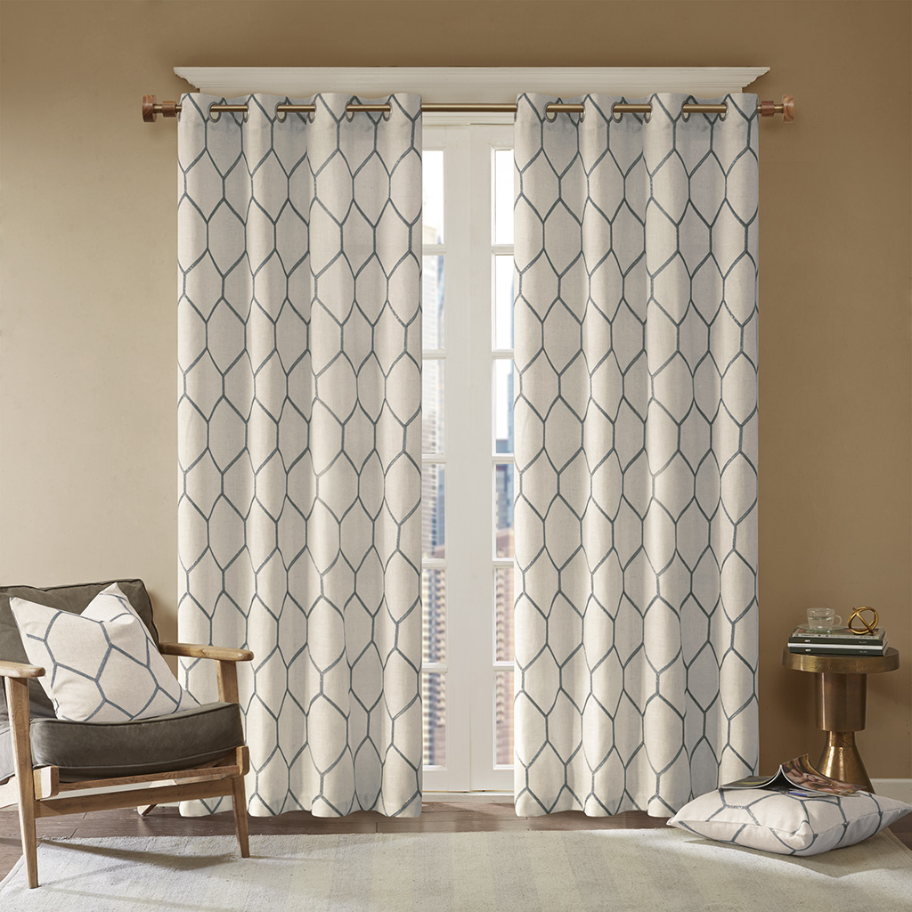 Madison Park - Brooklyn Metallic Geo Embroidered Window Panel - Grey - 50x95
Madison Park - Brooklyn Metallic Geo Embroidered Window Panel - Grey - 50x95