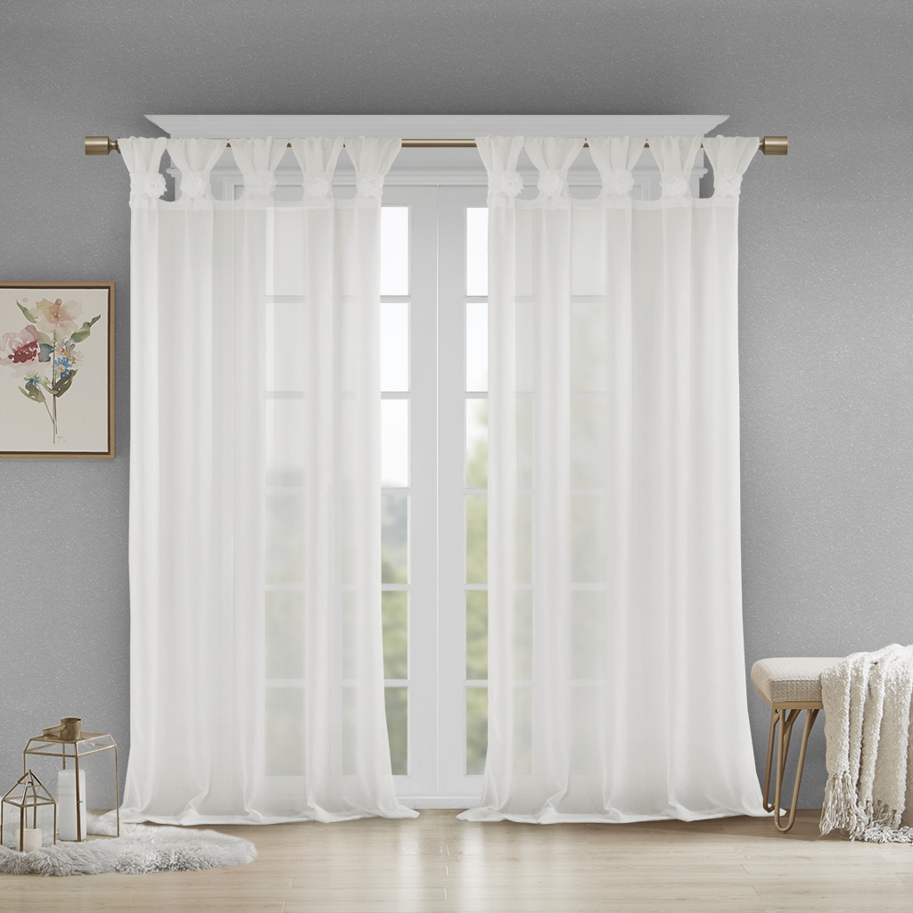 Madison Park - Rosette Floral Embellished Cuff Tab Top Solid Window Panel - White - 50x95
Madison Park - Rosette Floral Embellished Cuff Tab Top Solid Window Panel - White - 50x95