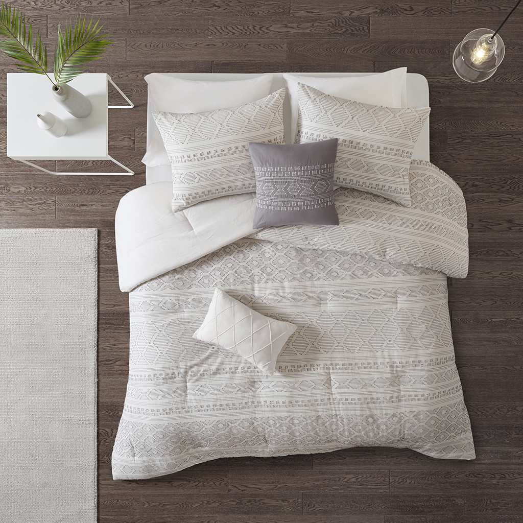 Urban Habitat - Lizbeth 5 Piece Cotton Clip Jacquard Comforter Set - White/Grey - King/Cal King
Urban Habitat - Lizbeth 5 Piece Cotton Clip Jacquard Comforter Set - White/Grey - King/Cal King