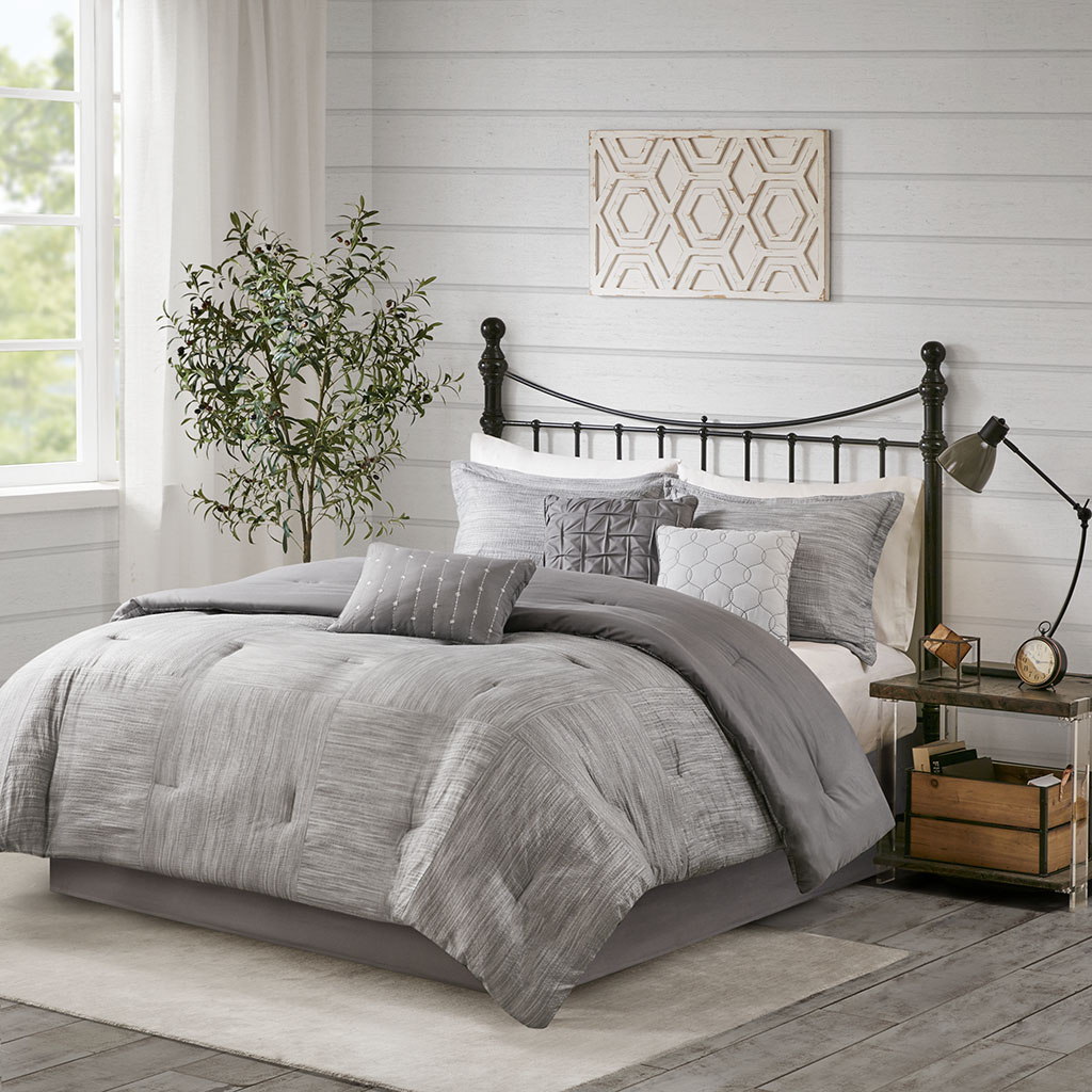 Madison Park - Walter 7 Piece Printed Seersucker Comforter Set - Grey - King
Madison Park - Walter 7 Piece Printed Seersucker Comforter Set - Grey - King