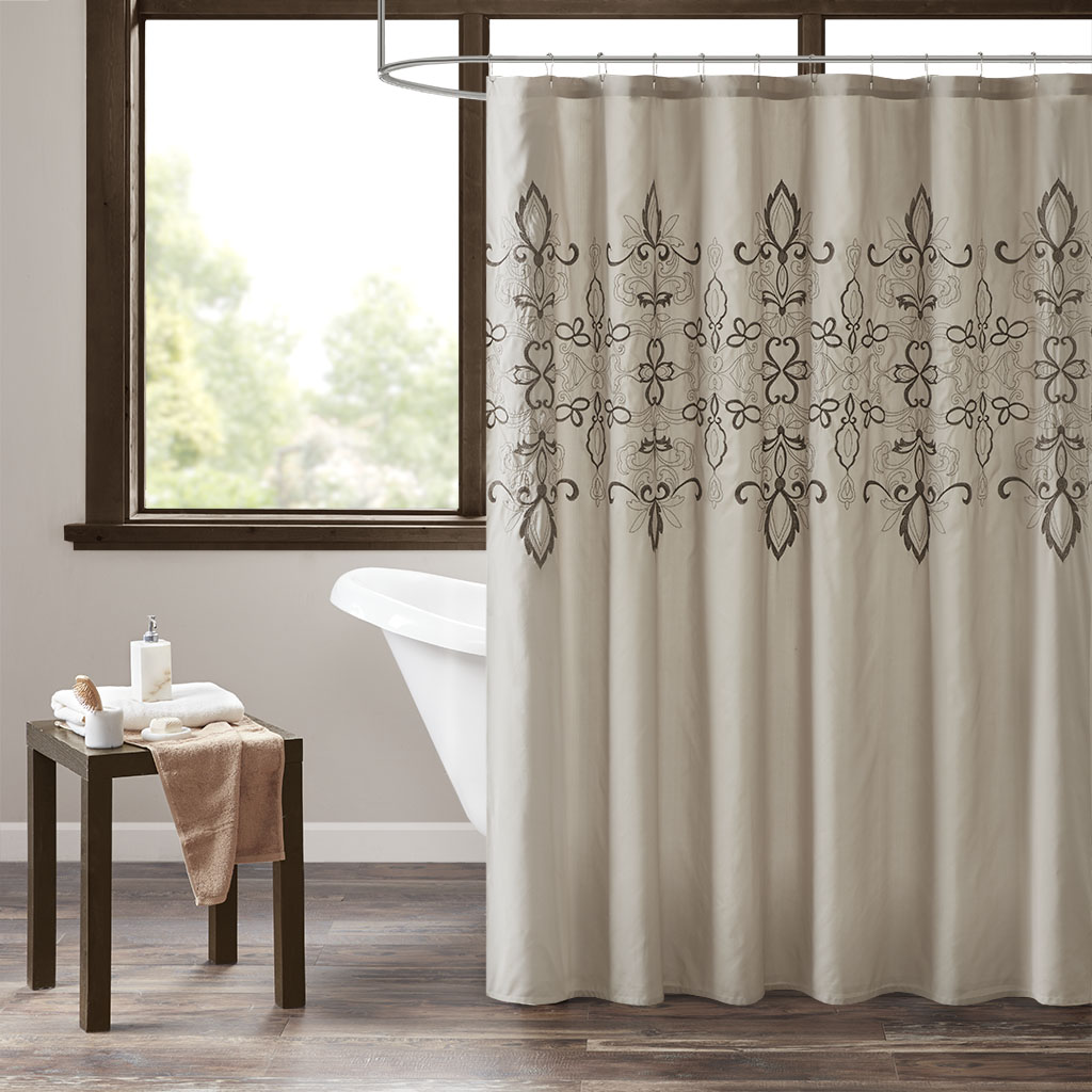 510 Design - Karlene Embroidered Shower Curtain with Liner - Natural - 72x72
510 Design - Karlene Embroidered Shower Curtain with Liner - Natural - 72x72