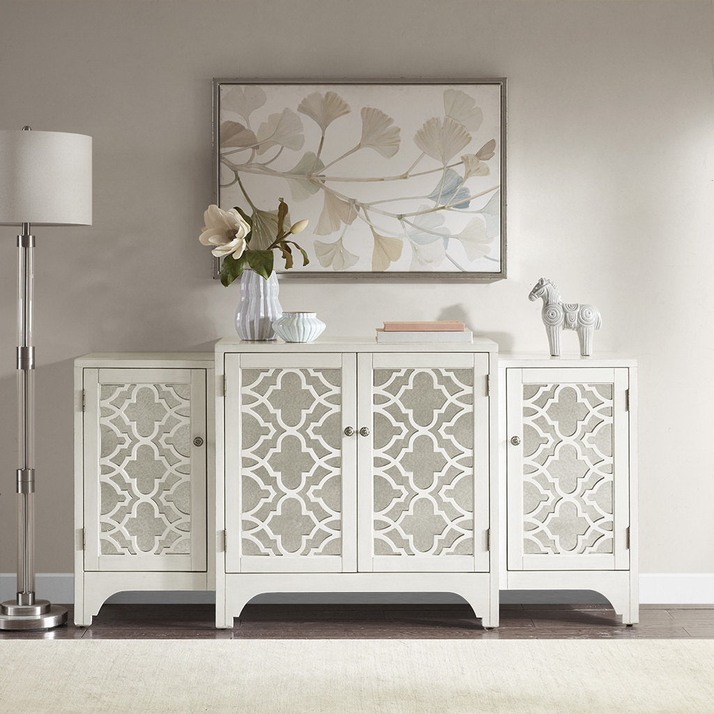 Madison Park - Verona Dining Buffet Server Quaterfoil Design Kitchen Storage Cabinet with Mirrored Doors - Cream - See below
Madison Park - Verona Dining Buffet Server Quaterfoil Design Kitchen Storage Cabinet with Mirrored Doors - Cream - See below