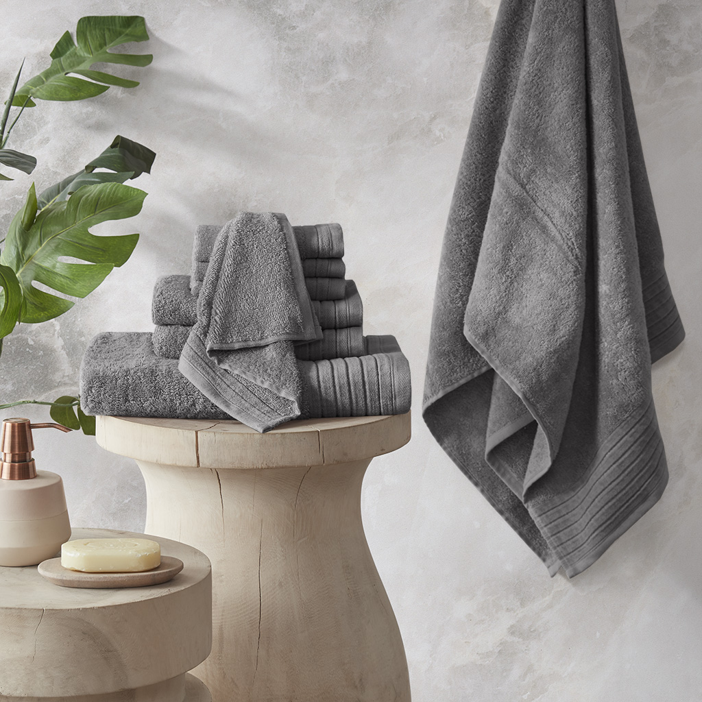 Madison Park Signature - Mirage Solid 100% Cotton 8 Piece Towel Set - Charcoal - See below
Madison Park Signature - Mirage Solid 100% Cotton 8 Piece Towel Set - Charcoal - See below
