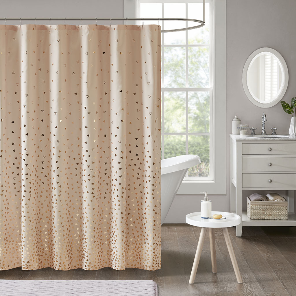 Intelligent Design - Zoey Metallic Printed Shower Curtain - Blush/Rosegold - 72x72
Intelligent Design - Zoey Metallic Printed Shower Curtain - Blush/Rosegold - 72x72