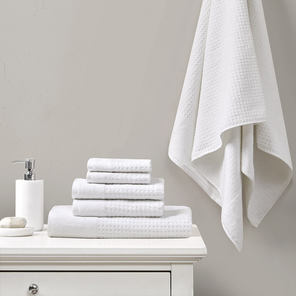Madison Park - 6 Piece Spa Waffle Cotton Jacquard Towels Set - White - 28x54
Madison Park - 6 Piece Spa Waffle Cotton Jacquard Towels Set - White - 28x54