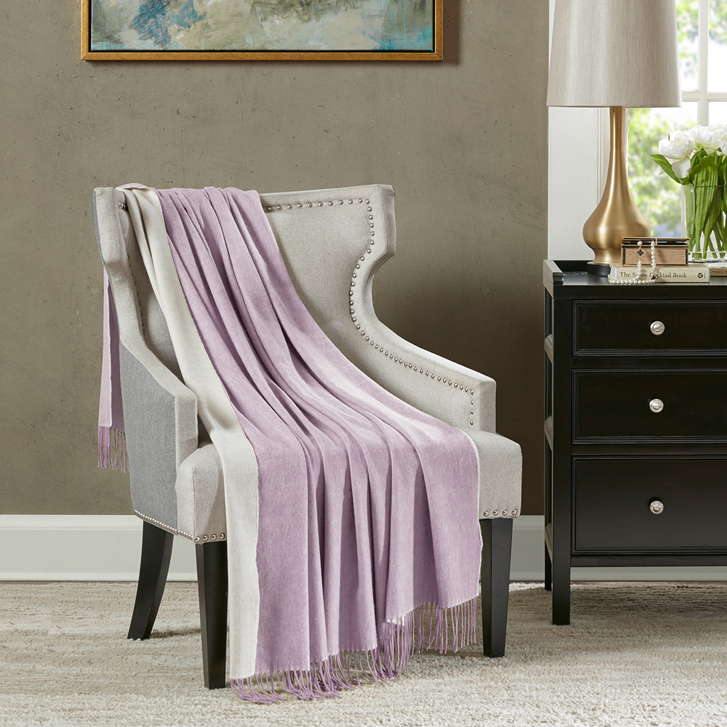 Madison Park Signature - Wool Reversible Throw with Fringe - Purple - 51X67
Madison Park Signature - Wool Reversible Throw with Fringe - Purple - 51X67
