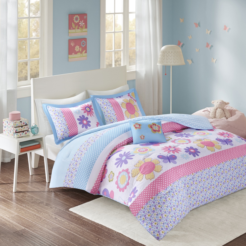 

Comfort Spaces - Happy Daisy Comforter Set - Blue - Full/Queen