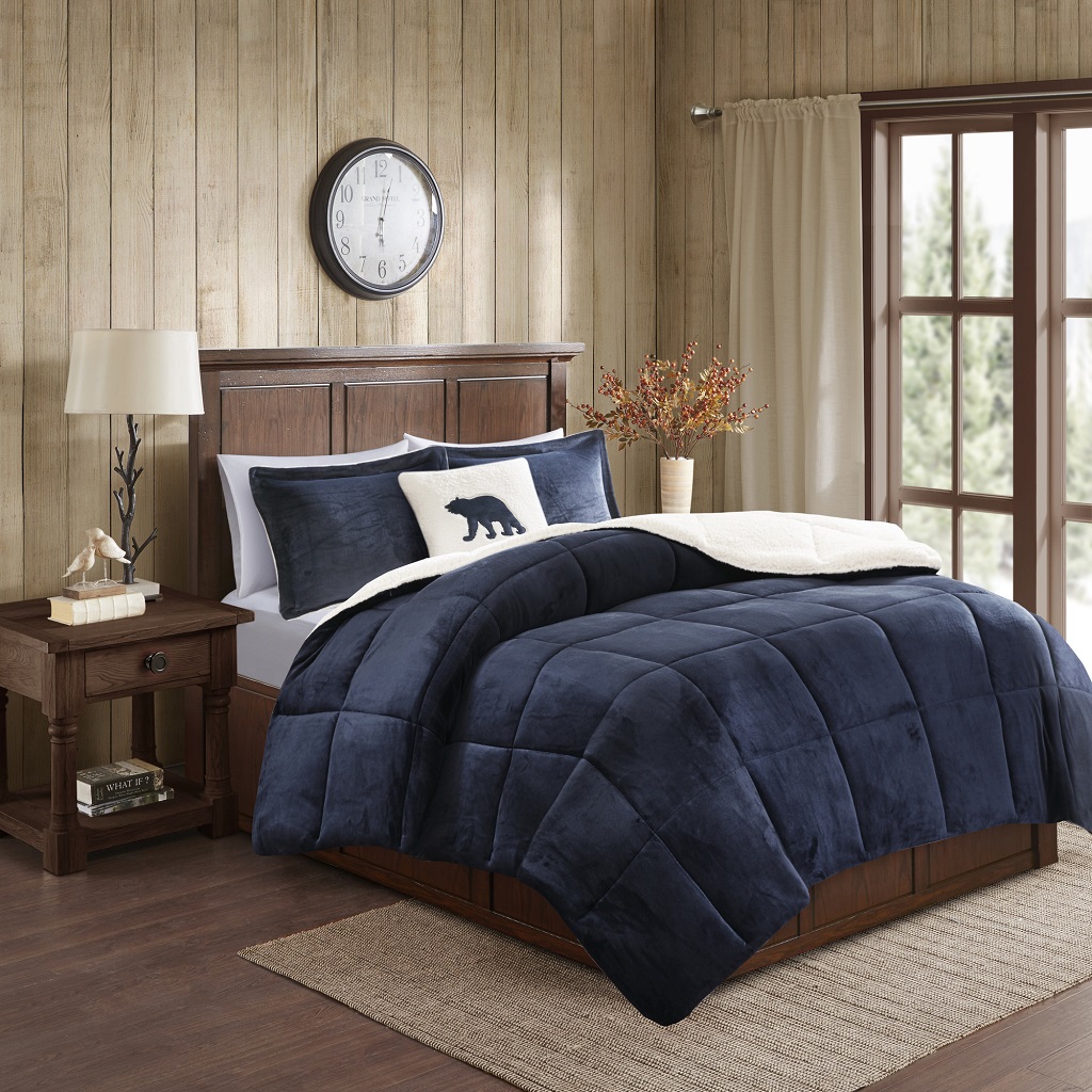 Woolrich - Alton Plush to Sherpa Down Alternative Comforter Set - Navy/Ivory - Full/Queen
Woolrich - Alton Plush to Sherpa Down Alternative Comforter Set - Navy/Ivory - Full/Queen