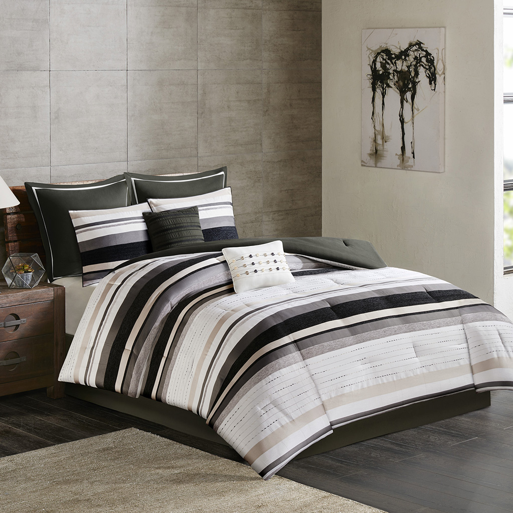 Madison Park - Tyson 8 Piece Jacquard Stripe Comforter Set - Neutral - King
Madison Park - Tyson 8 Piece Jacquard Stripe Comforter Set - Neutral - King