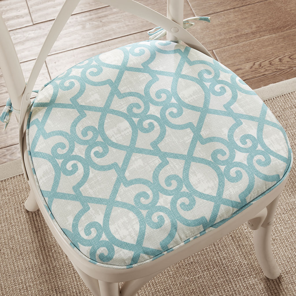 Madison Park - Daven Fretwork 3M Scotchgard Indoor/Outdoor Chair Pad Pair - Aqua - 16x17x1
Madison Park - Daven Fretwork 3M Scotchgard Indoor/Outdoor Chair Pad Pair - Aqua - 16x17x1