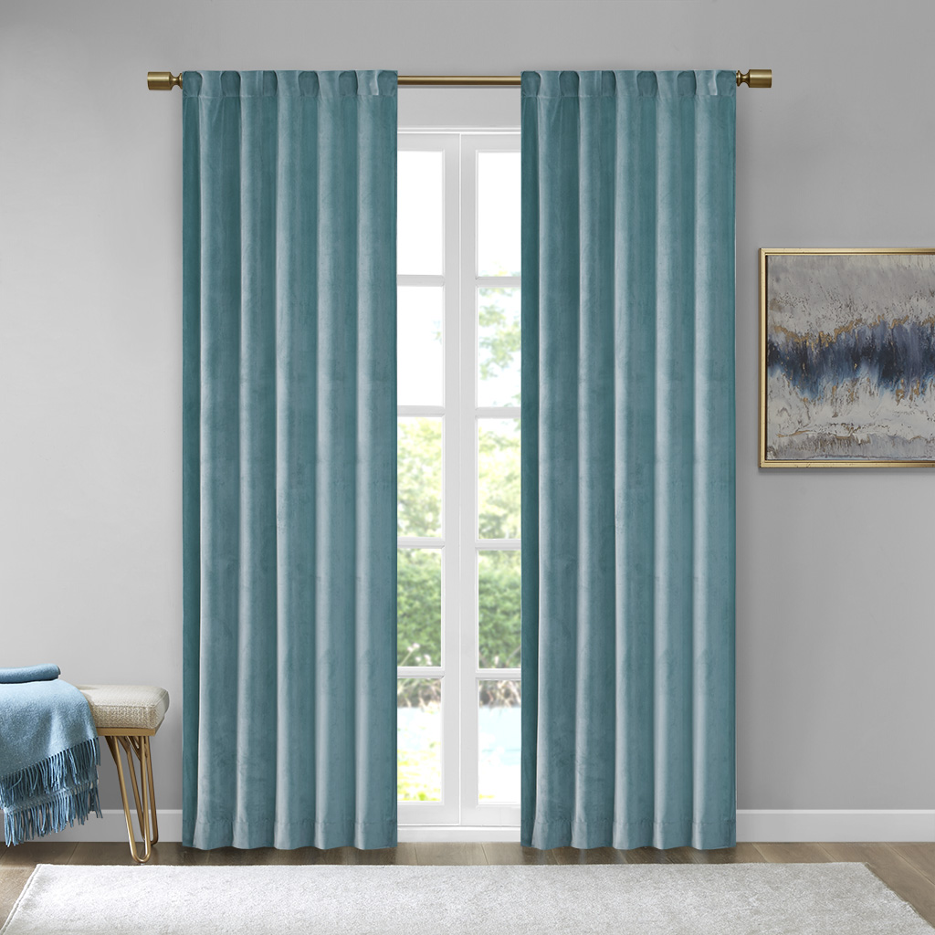 510 Design - Colt Room Darkening Poly Velvet Rod Pocket/Back Tab Window Panel Pair - Aqua - 95" Panel
510 Design - Colt Room Darkening Poly Velvet Rod Pocket/Back Tab Window Panel Pair - Aqua - 95" Panel