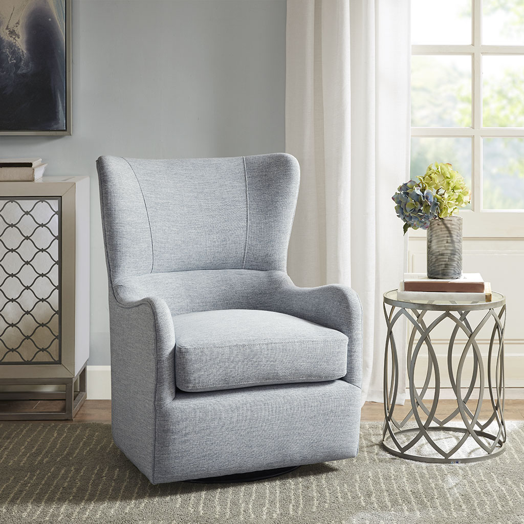 Madison Park - Arianna Swivel Glider Chair - Light Blue - See below 
Madison Park - Arianna Swivel Glider Chair - Light Blue - See below