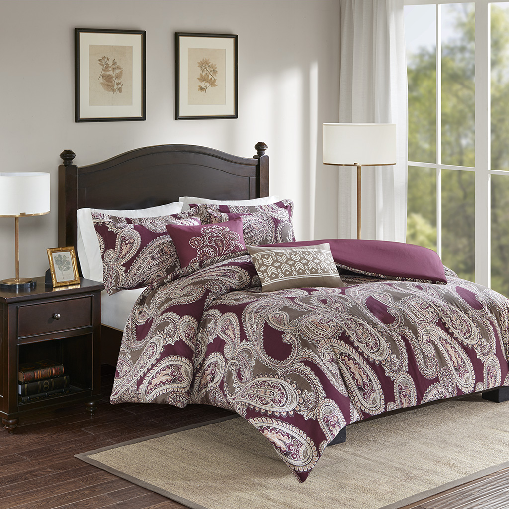 Harbor House - Padma 5 Piece Cotton Sateen Duvet Cover Set - Burgundy - Full/Queen
Harbor House - Padma 5 Piece Cotton Sateen Duvet Cover Set - Burgundy - Full/Queen