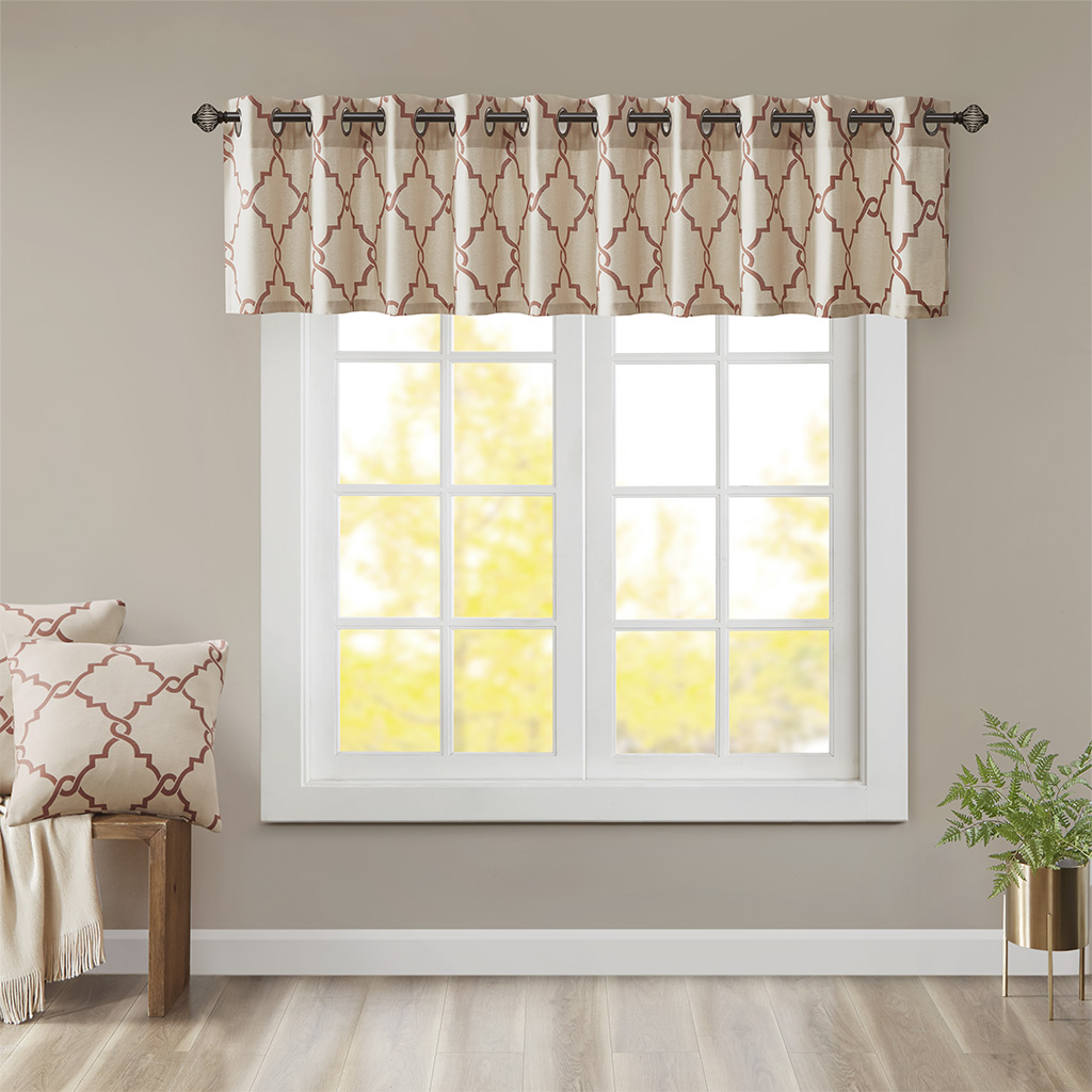 Madison Park - Saratoga Fretwork Print Grommet Top Window Valance - Beige/Spice - 50x18
Madison Park - Saratoga Fretwork Print Grommet Top Window Valance - Beige/Spice - 50x18