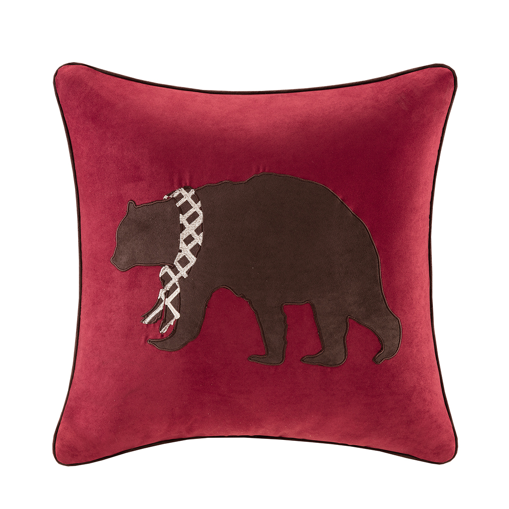 Madison Park - Bear Embroidered Suede Square Pillow Square Pillow - Red - 20x20
Madison Park - Bear Embroidered Suede Square Pillow Square Pillow - Red - 20x20