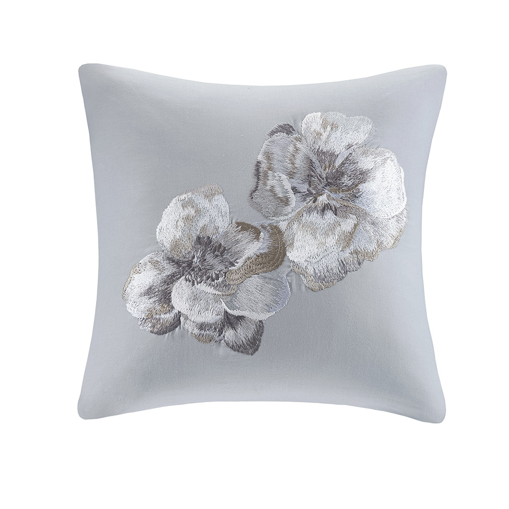 N Natori - Casa Nouveau Embroidered Cotton Square Decorative Pillow - Grey - 18x18
N Natori - Casa Nouveau Embroidered Cotton Square Decorative Pillow - Grey - 18x18