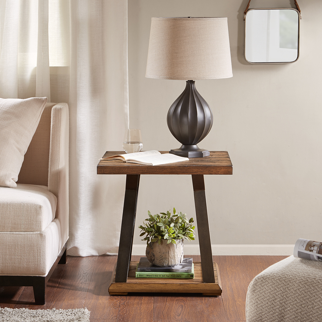 Madison Park - Weston X Base End Table - Natural Multi/Gunmetal - See below
Madison Park - Weston X Base End Table - Natural Multi/Gunmetal - See below