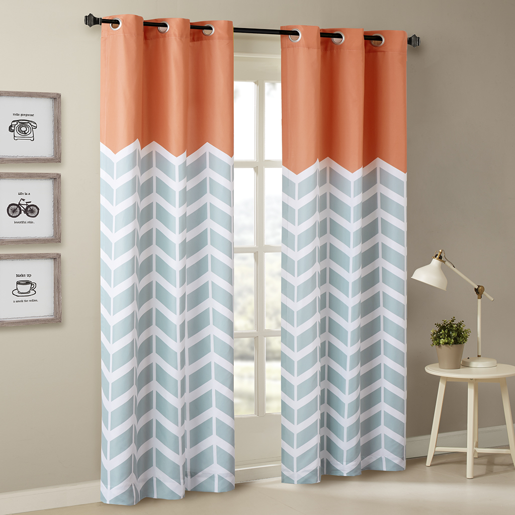 Intelligent Design - Alex Chevron Printed Grommet Top Panel Pair - Orange - 63" Panel
Intelligent Design - Alex Chevron Printed Grommet Top Panel Pair - Orange - 63" Panel