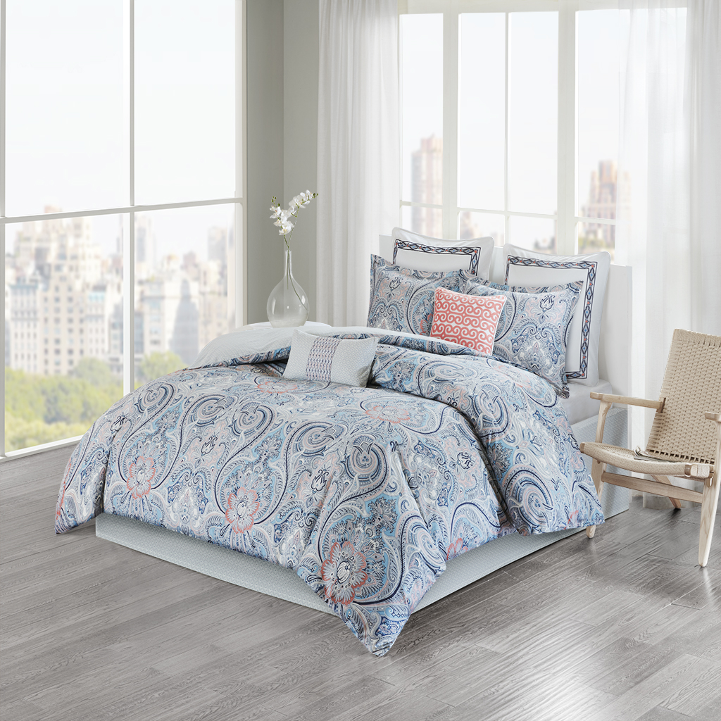 Echo Design - Avalon Cotton Sateen Reversible Comforter Set - Blue / Coral - Full
Echo Design - Avalon Cotton Sateen Reversible Comforter Set - Blue / Coral - Full