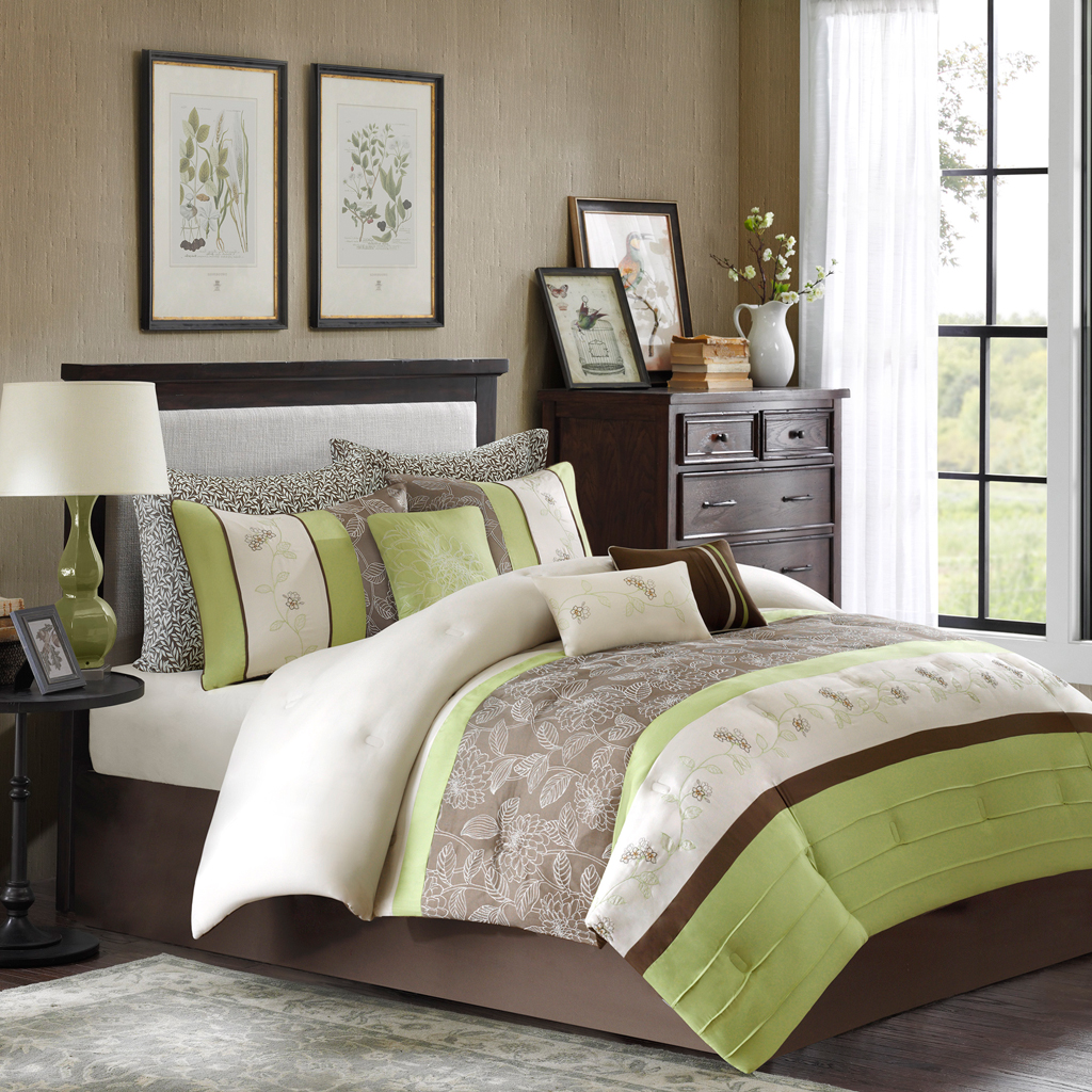 

Home Essence - Encanto 7 Piece Comforter Set - Green - King