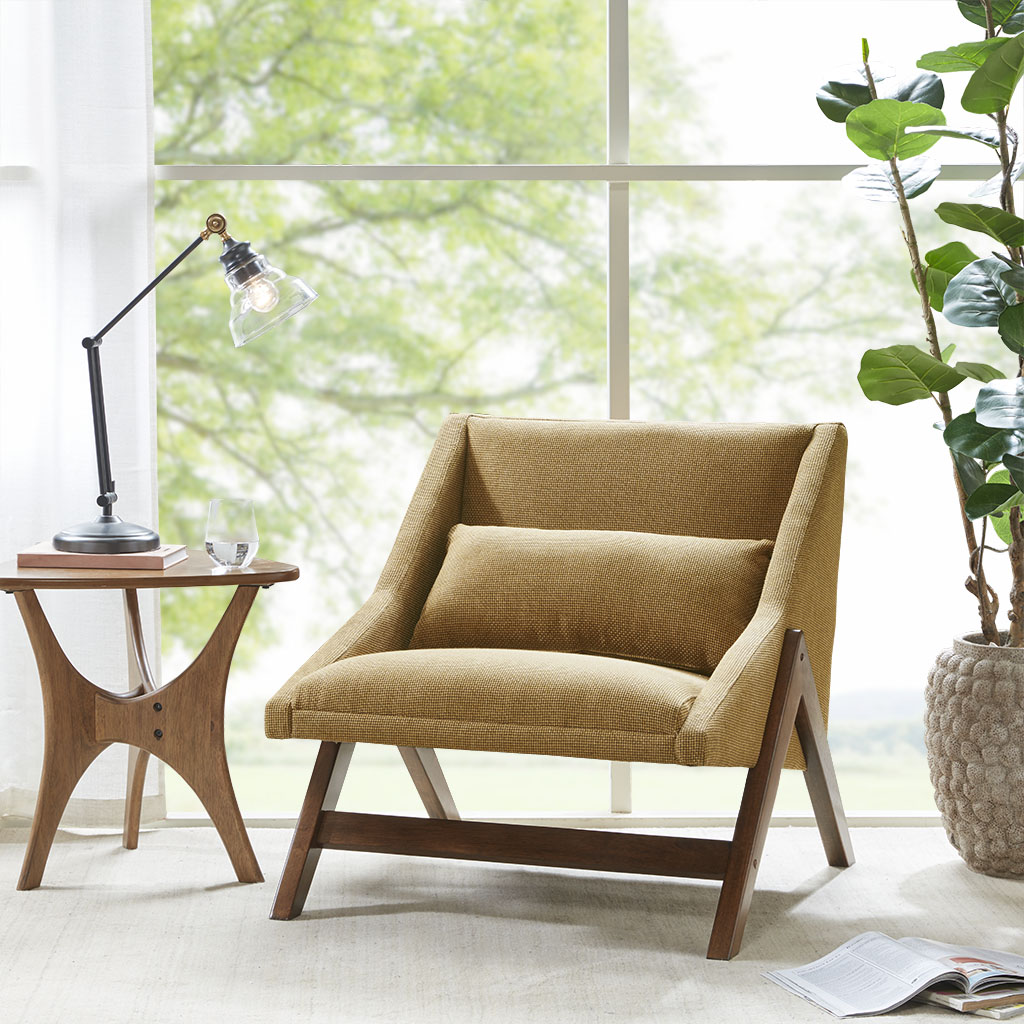 

INK+IVY - Boomerang Accent Chair - Mustard Yellow/Pecan - See below