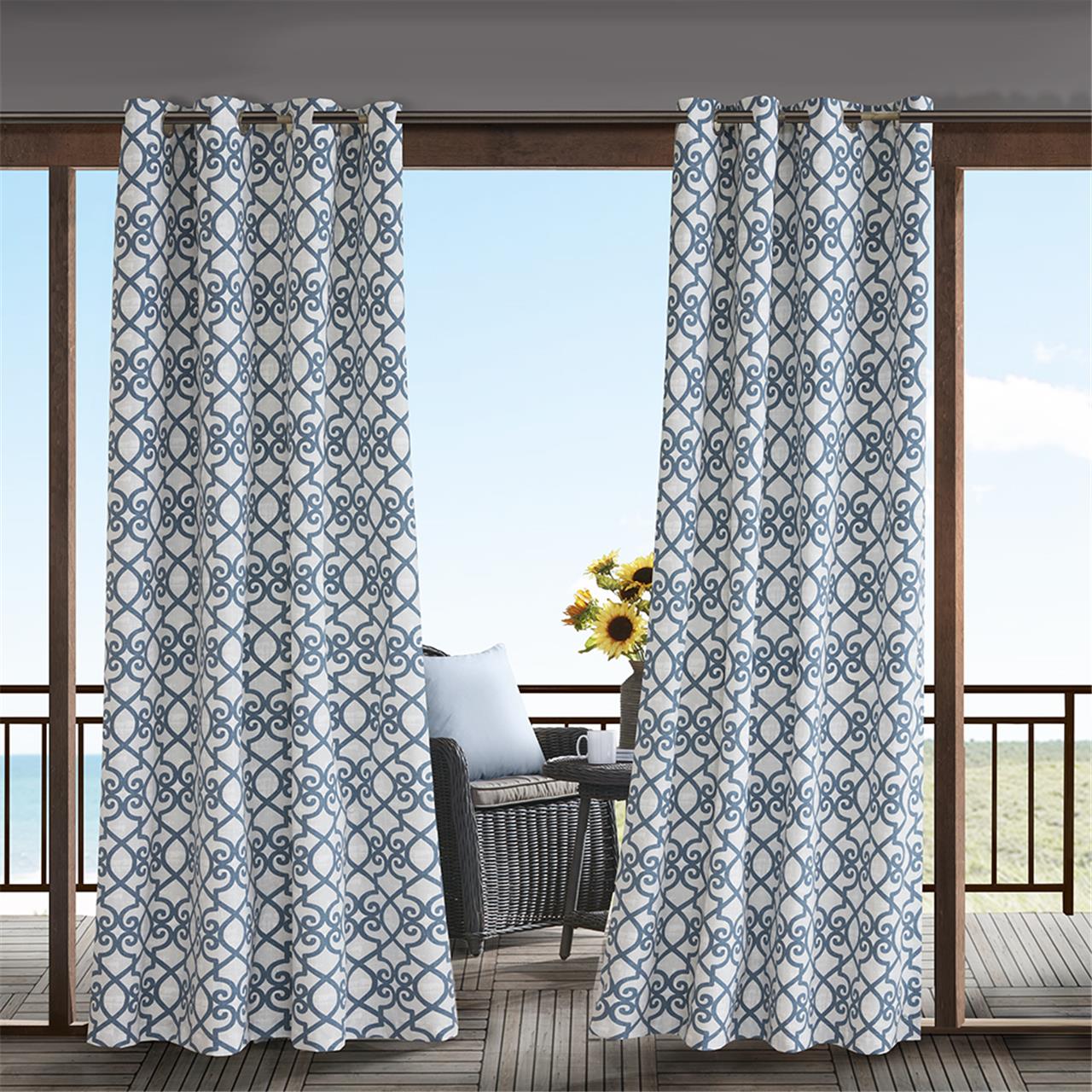 

Madison Park - Daven Printed Fretwork 3M Scotchgard Outdoor Panel - Navy - 84" Panel