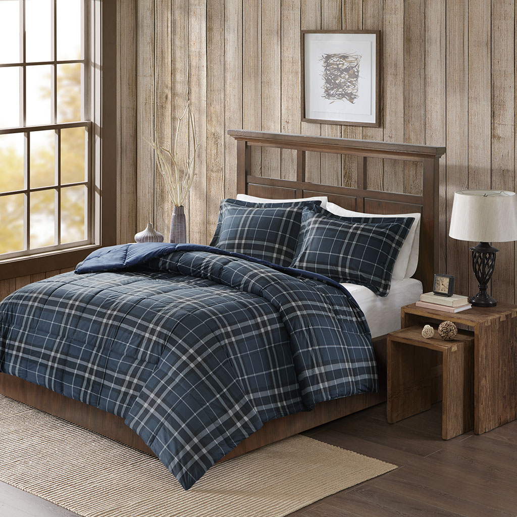 

Woolrich - Flint CozySpun Down Alternative Comforter Mini Set - Navy - King