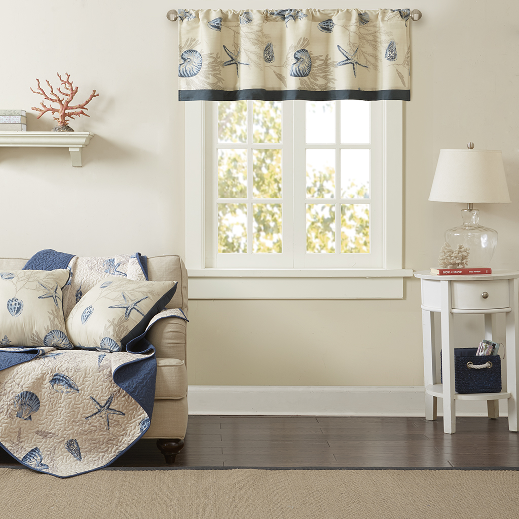 

Madison Park - Bayside Printed Valance - Navy - 50x18