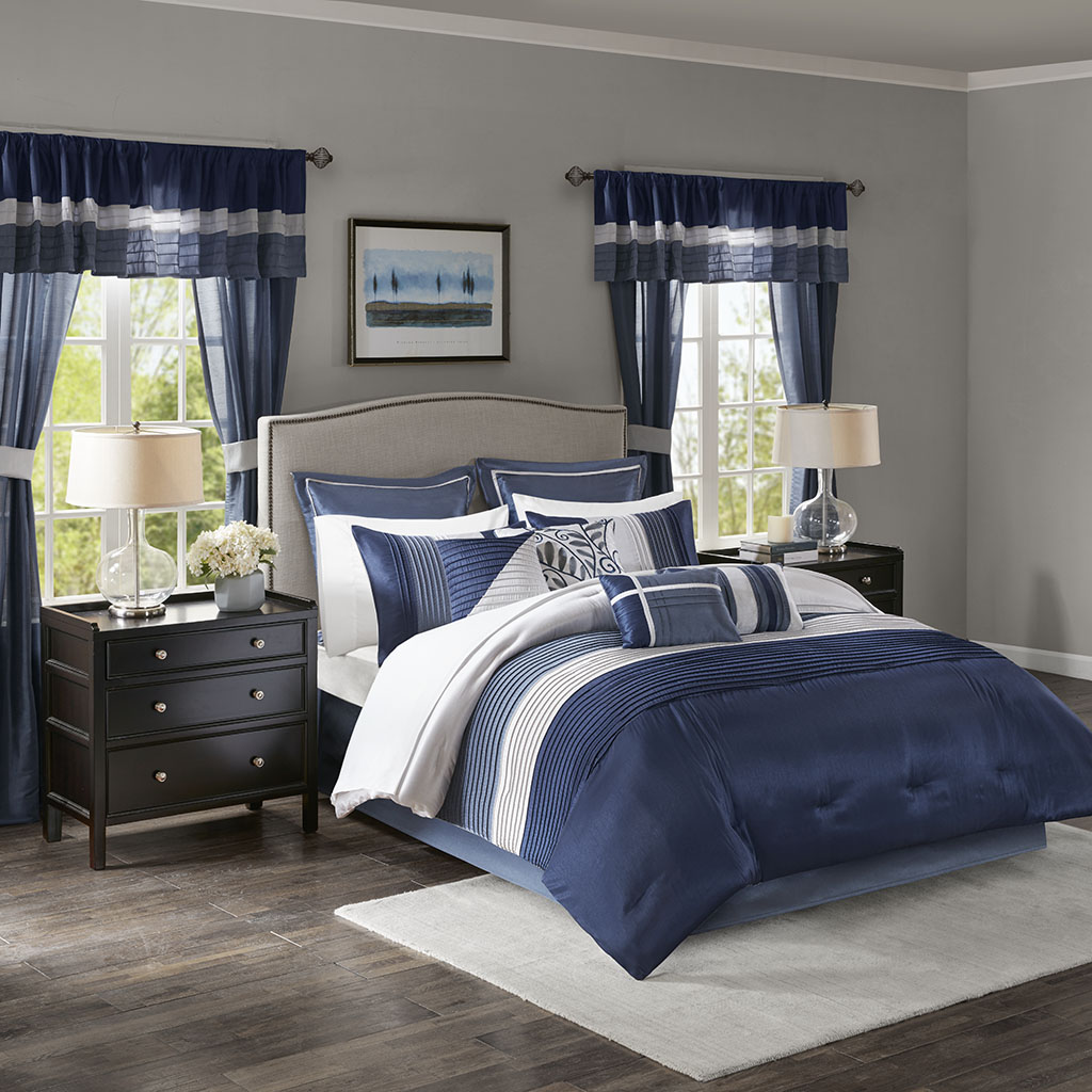 

Madison Park Essentials - Westmont 24 Piece Room in a Bag - Navy - King