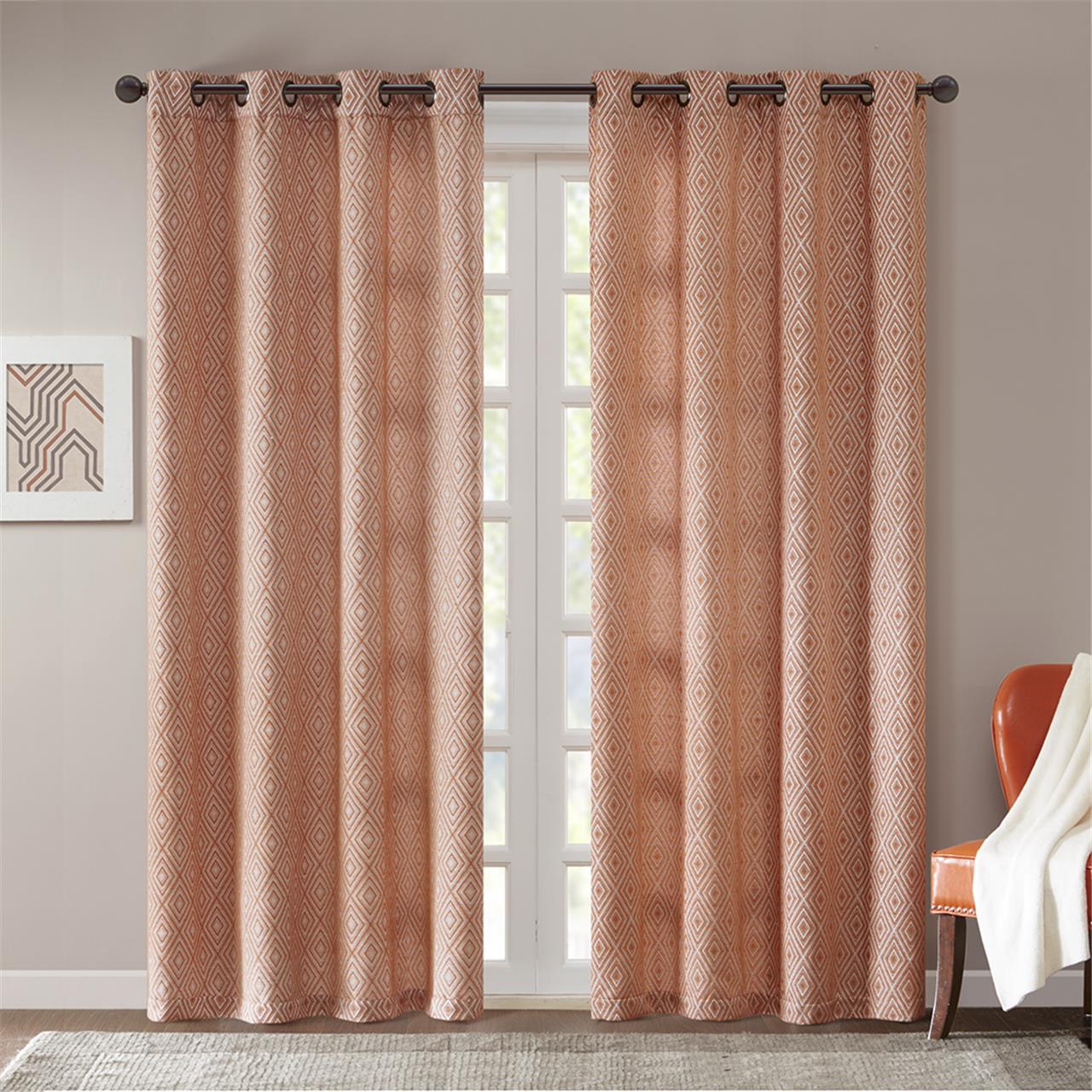 

Madison Park - Simon Diamond Window Curtain Pair - Orange - 95" Panel