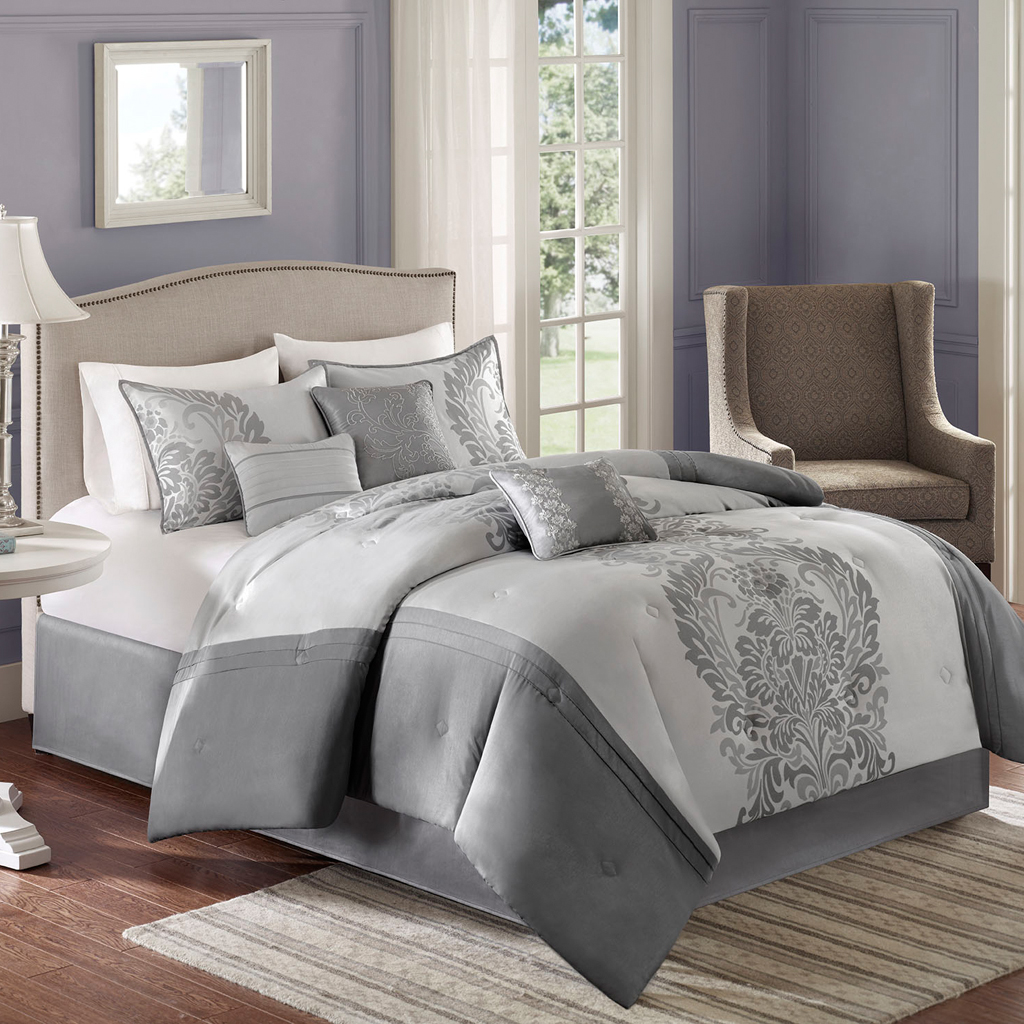 

Home Essence - BHG Flanagan 7 Piece Comforter Set - Silver - Queen