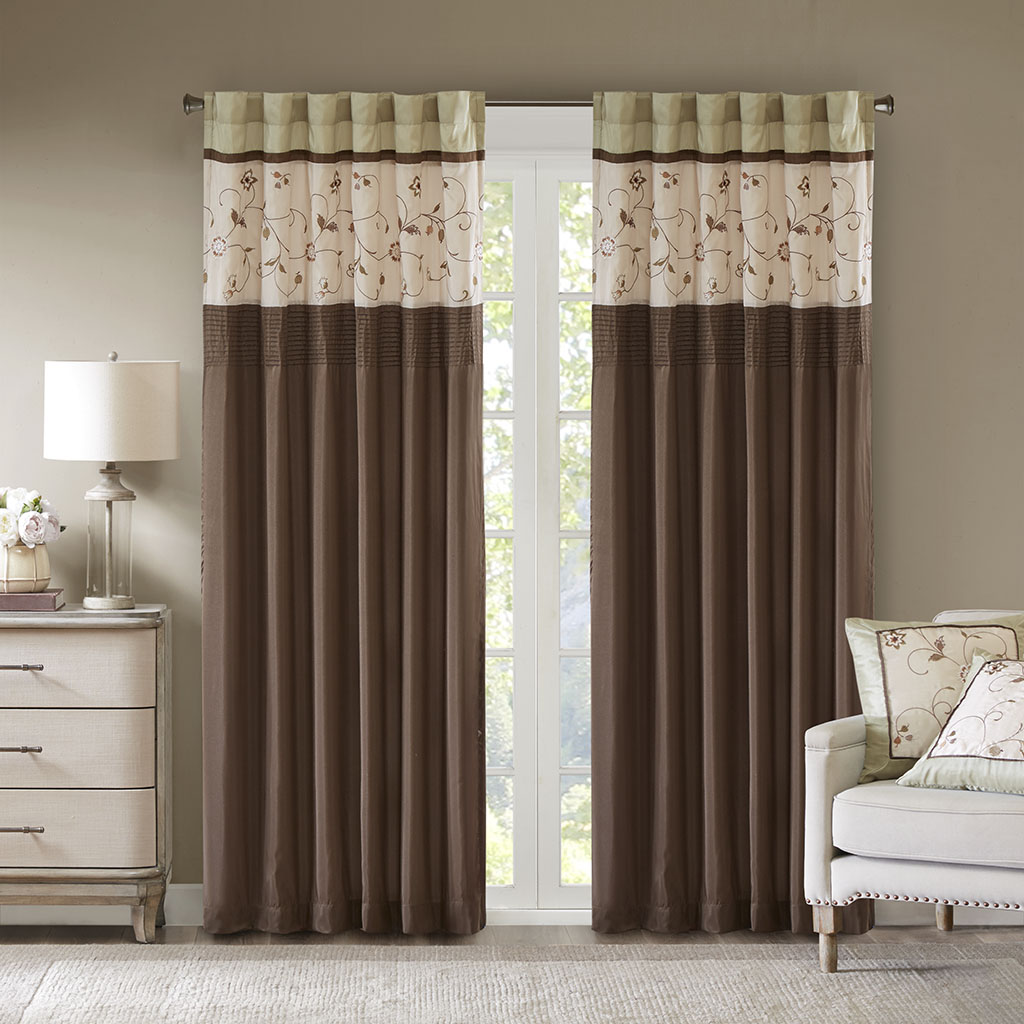 

Madison Park - Serene Embroidered Window Panel - Green - 50x84