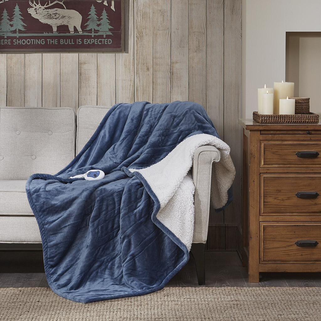 

Woolrich - Heated Plush to Berber Throw - Sapphire Blue - 60x70