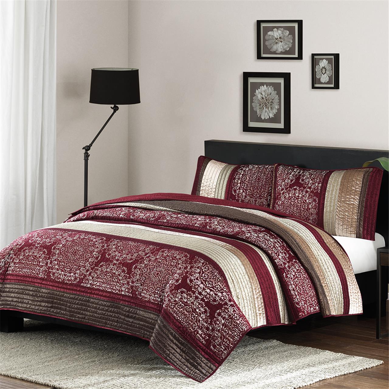 

Home Essence - Zarina Coverlet Mini Set - Red - Full/Queen