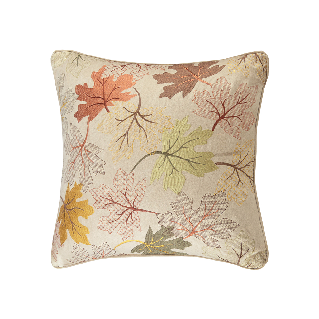 

Madison Park - Fallen Leaves Embroidered Square Pillow - Tan - 20x20