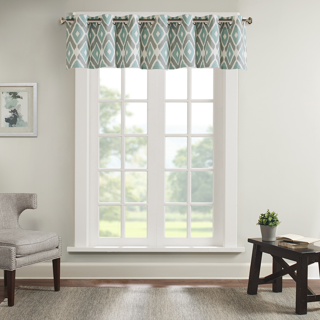 

Madison Park - Ashlin Diamond Printed Valance - Aqua - 50x18
