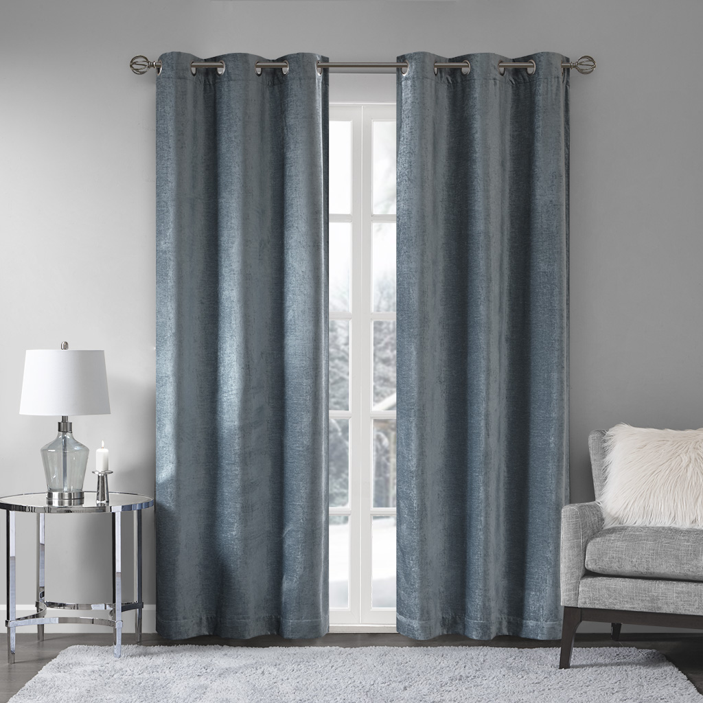 

Madison Park - Luxe Chenille Window Curtain Pair - Aqua - 95" Panel