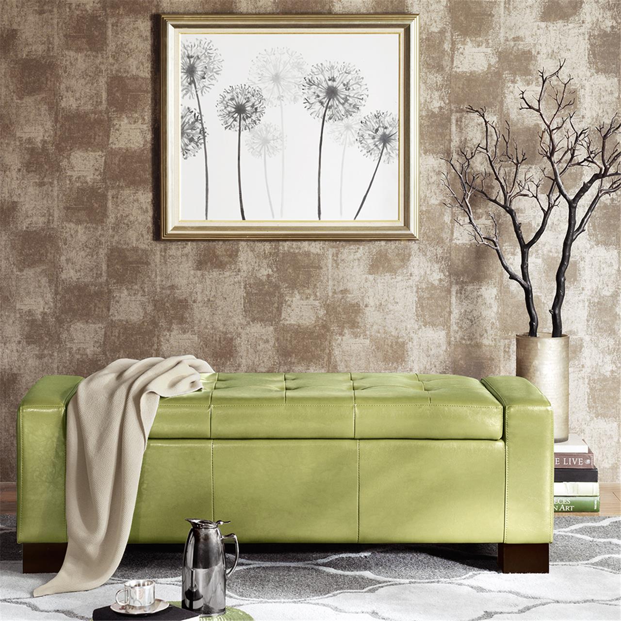 

Madison Park - Mirage Tufted Top Storage Bench - Green - See below