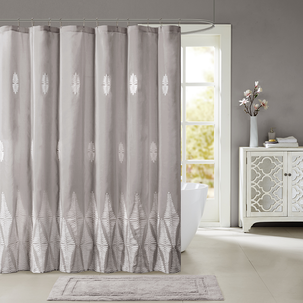 

Madison Park - Tamara Embroidered Shower Curtain - Grey - 72x72