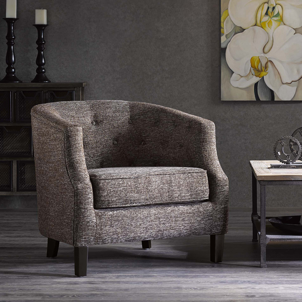 

Madison Park - Ansley Chesterfield Barrel Chair - Chocolate - See below