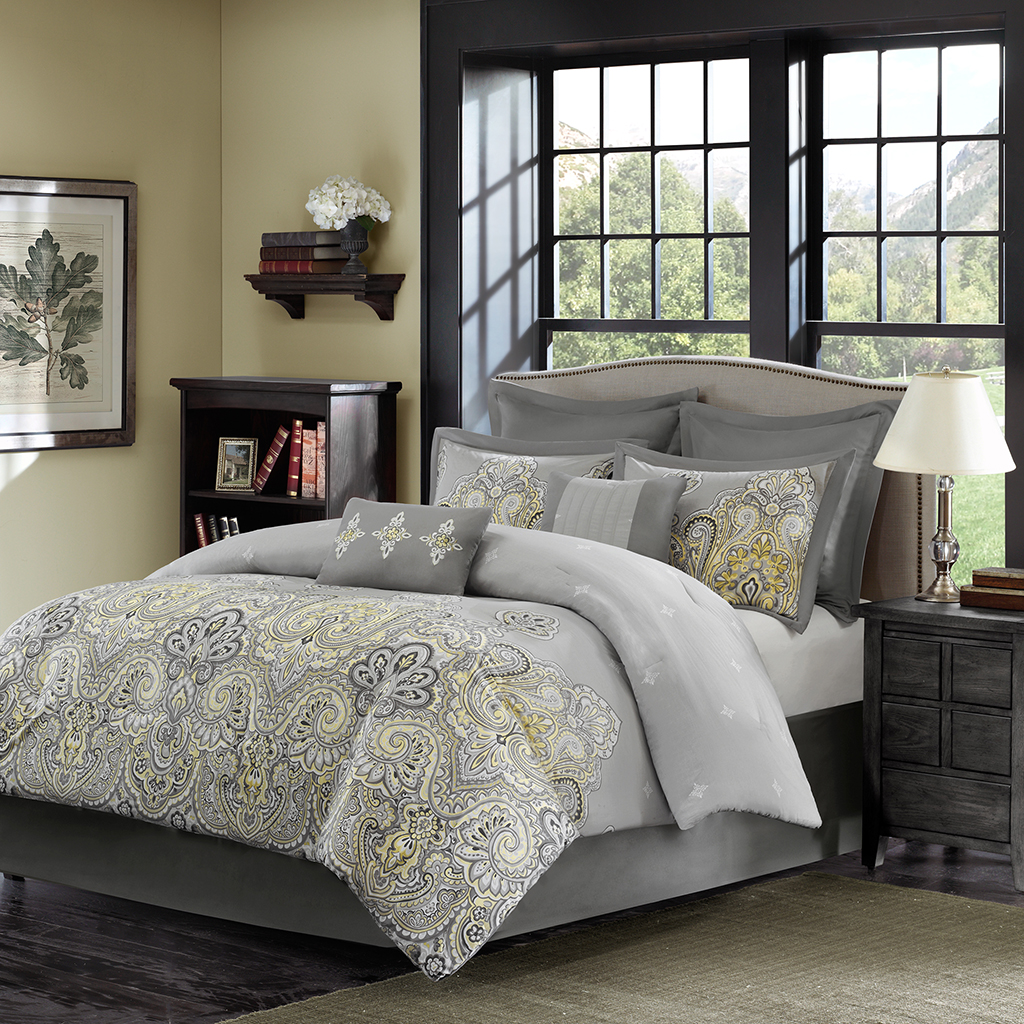 

Madison Park - Orrissa 8 Piece Comforter Set - Grey - Queen