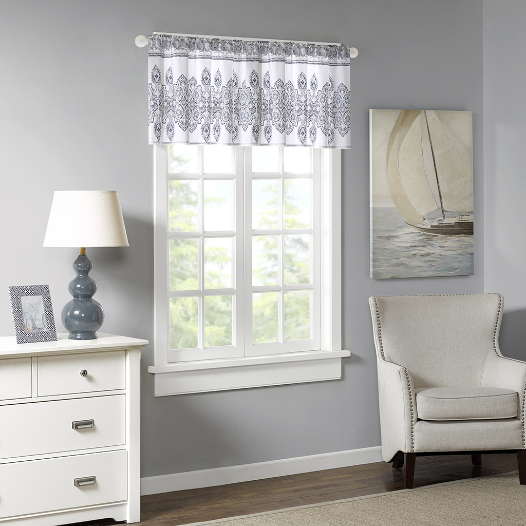 

Harbor House - Sanibel Cotton Window Valance - Blue - 50x20
